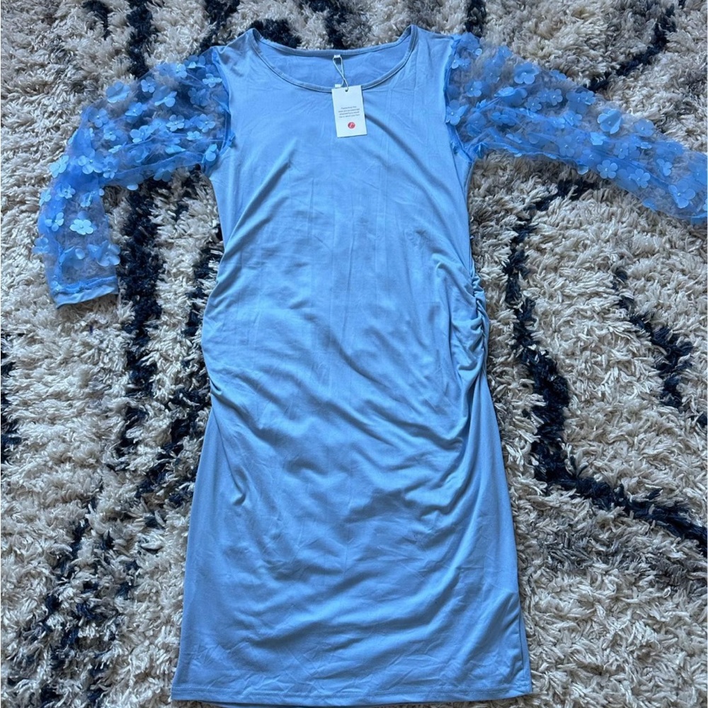 Womens Blue Materity Photos/Baby Shower Dress